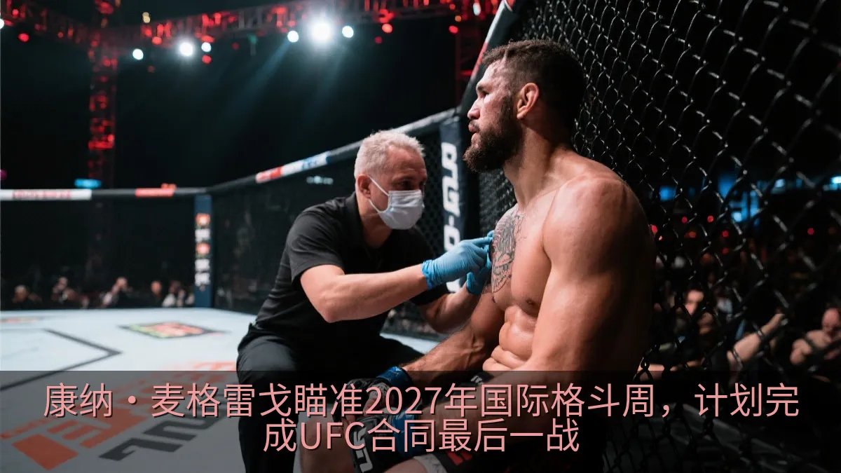 综合格斗选手在笼边接受治疗